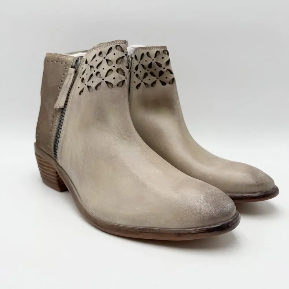 ROAN by BED STU Womens Liz Ankle Booties Size 10 M Bone Grey Leather NIB